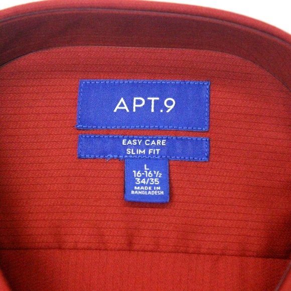 Men's Apt. 9 Slim-Fit Spread-Collar Dress Shirt - Maroon - L 16-16.5, 34/35 - Picture 2 of 3